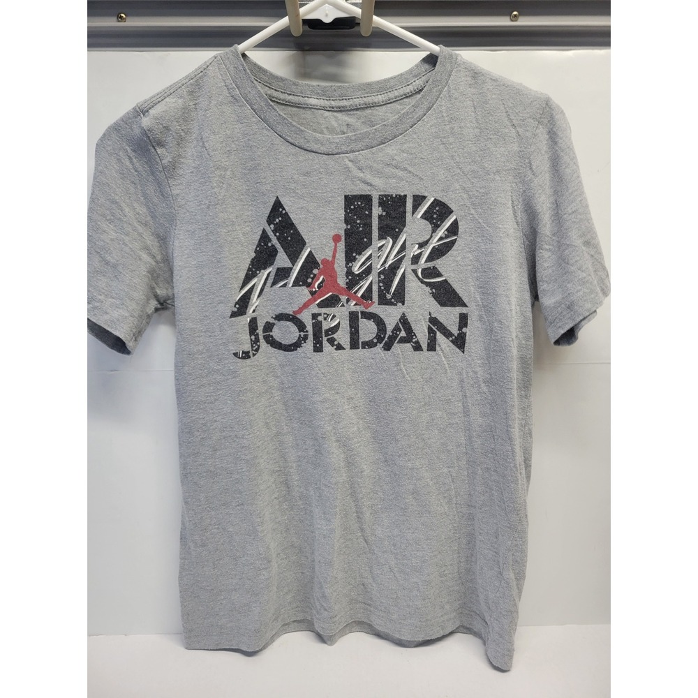 Jordan Brand Boys Gray Air Flight Jordan Jumpman Graphic T-Shirt Size M 10-12